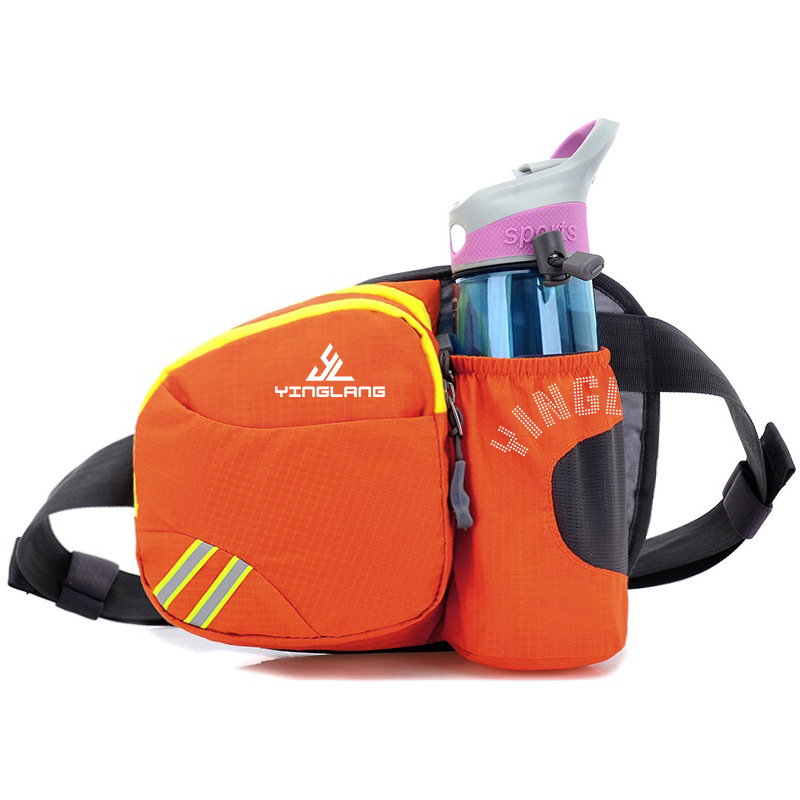 Orange Lightweight Running Waist Pack with Stable Bottle Holder - Multi-Functional Nylon Sports Fanny Pack for Marathon
