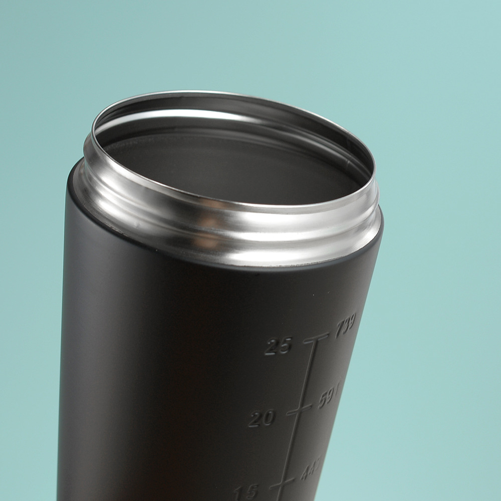 Black 500ML Premium Stainless Steel Protein Shaker Bottle - BPA-Free Metal Mixer Cup with Scale for Gym