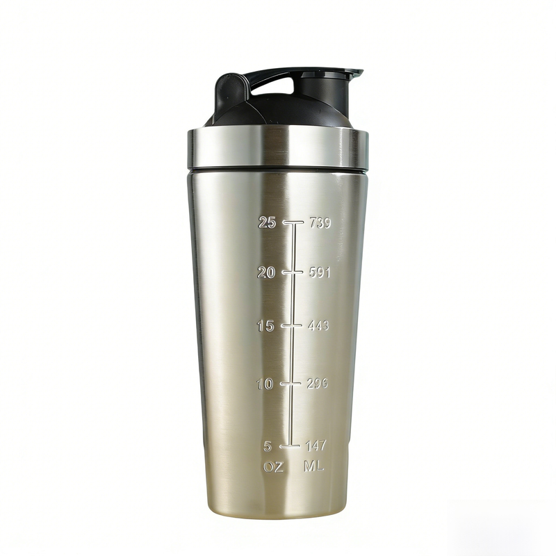 Sliver 750ML Premium Stainless Steel Protein Shaker Bottle - BPA-Free Metal Mixer Cup with Scale for Gym
