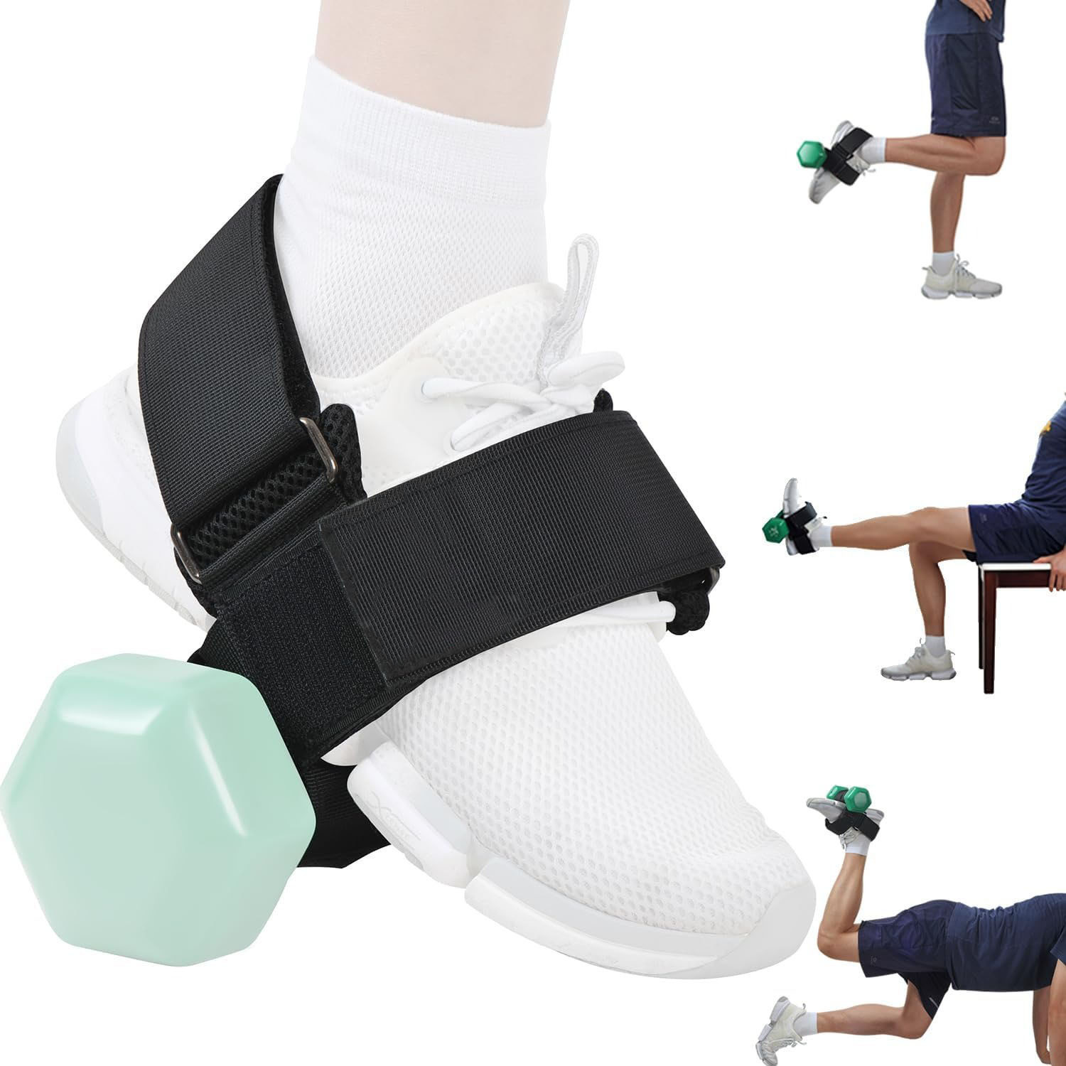 Heavy-Duty Ankle Strap Compatible With Dumbbell for Weightlifting - Adjustable Foot Attachment for Leg Curls