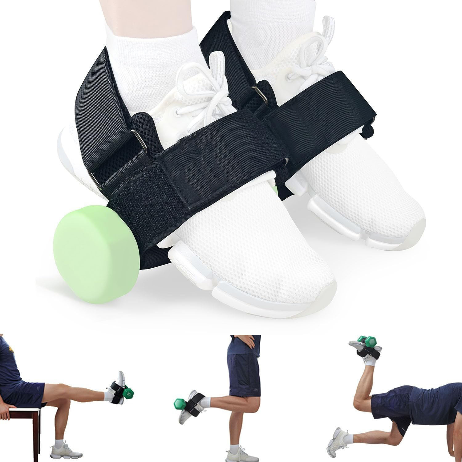 1-Pair Heavy Duty Ankle Strap Compatible With Dumbbell for Weightlifting - Adjustable Foot Attachment for Leg Curls