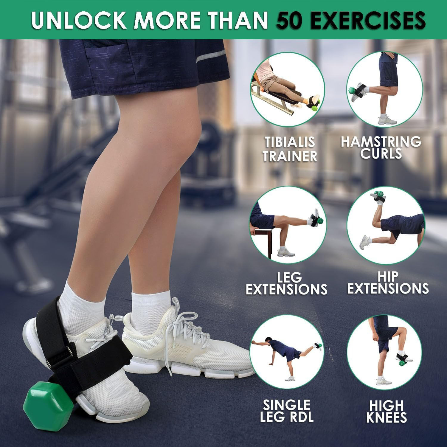 1-Pair Heavy Duty Ankle Strap Compatible With Dumbbell for Weightlifting - Adjustable Foot Attachment for Leg Curls