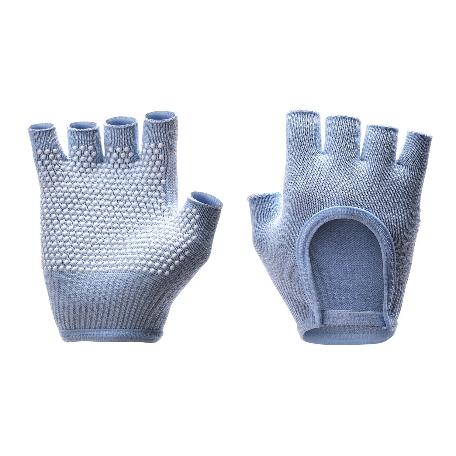 Blue 2-Pack Women%27s Non-Slip Yoga Gloves - Open Back Half Finger Cotton Stretchy Grip Gloves for Aerial Yoga