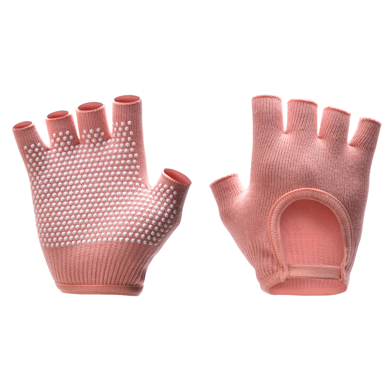 Orange 2-Pack Women%27s Non-Slip Yoga Gloves - Open Back Half Finger Cotton Stretchy Grip Gloves for Aerial Yoga