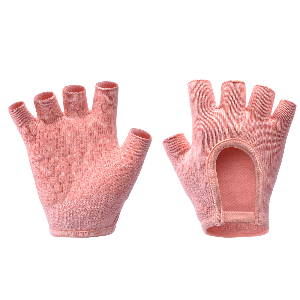 Orange 2-Pack Women%27s Non-Slip Yoga Gloves - Open Back Half Finger Cotton Stretchy Grip Gloves for Aerial Yoga