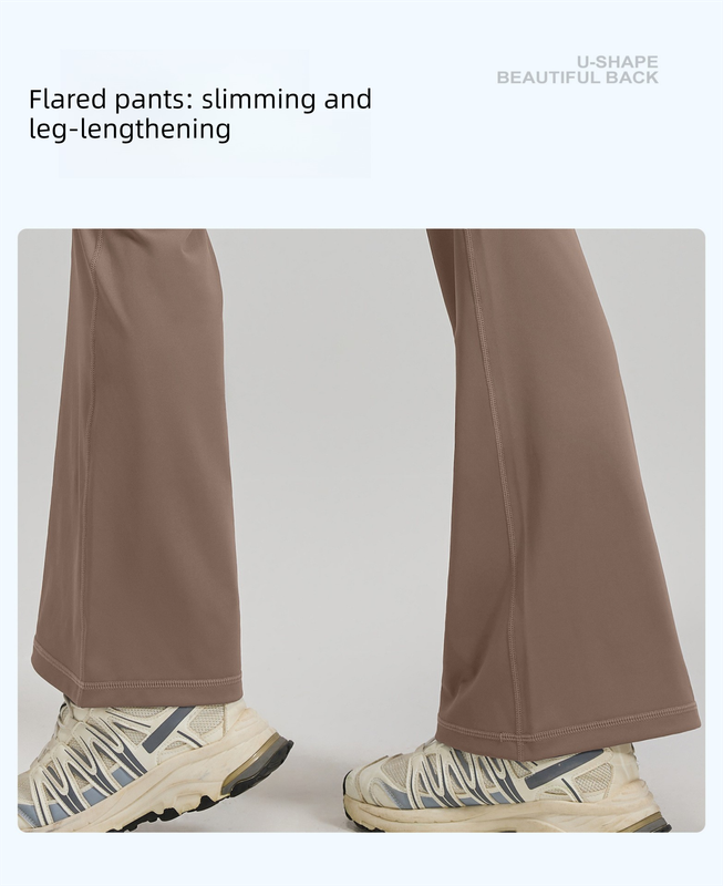 L Coffee High-Waisted Flared Yoga Pants – Sculpting & Slimming Fitness Leggings