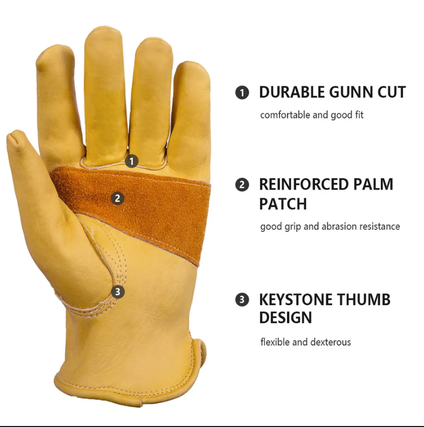 Size S Golden Yellow Top-Grain Cowhide Protective Work Gloves