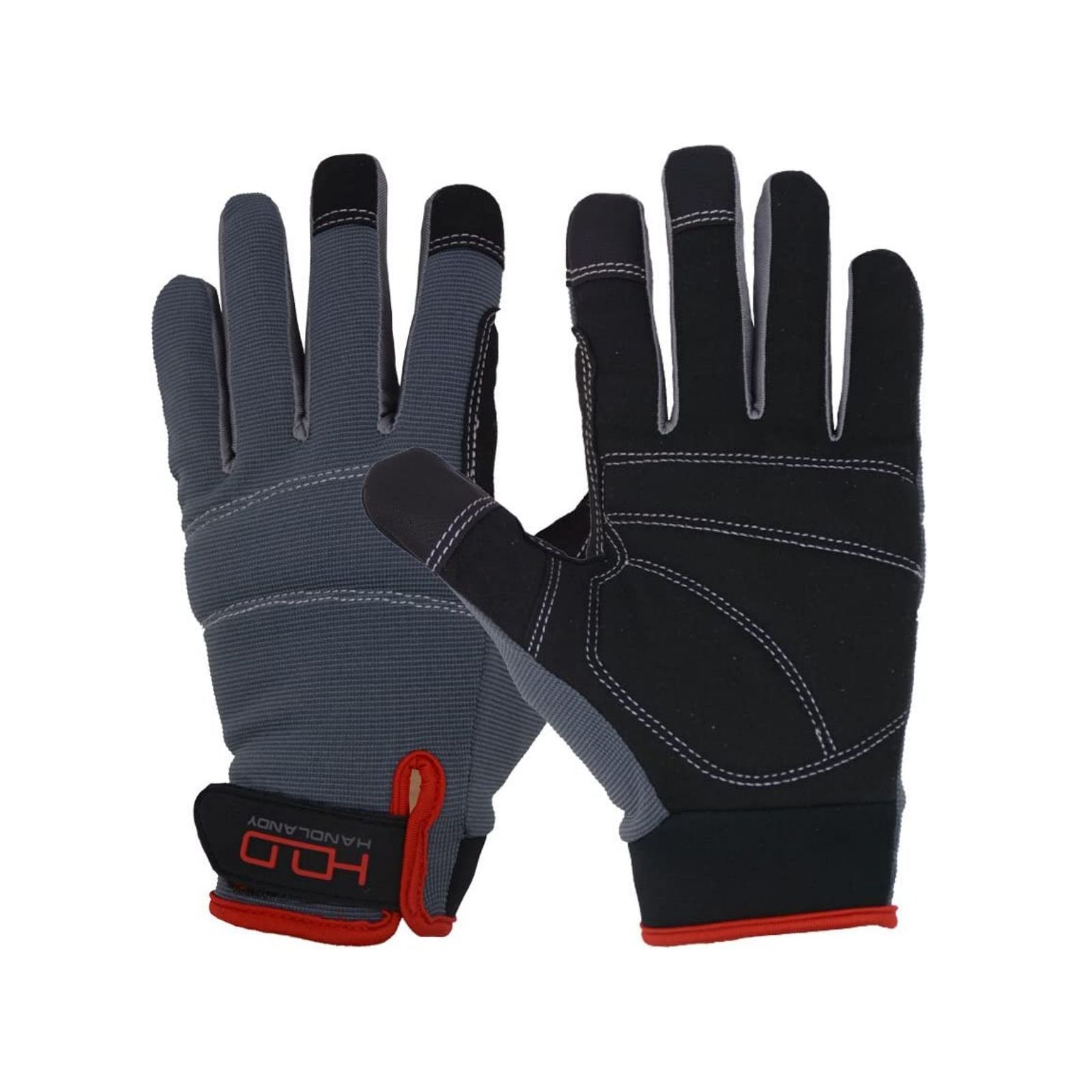 Size S Touchscreen Work Gloves - Reinforced Padded Palm with Shock Absorption - Lightweight Flexible Mechanic Gloves with Adjustable Wrist Strap