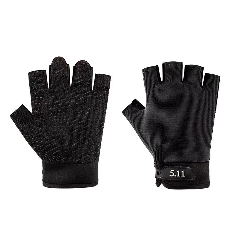 Black Tactical Half Finger Gloves with Hard Knuckle Protection - Non-Slip Breathable Combat Gloves for Men and Women
