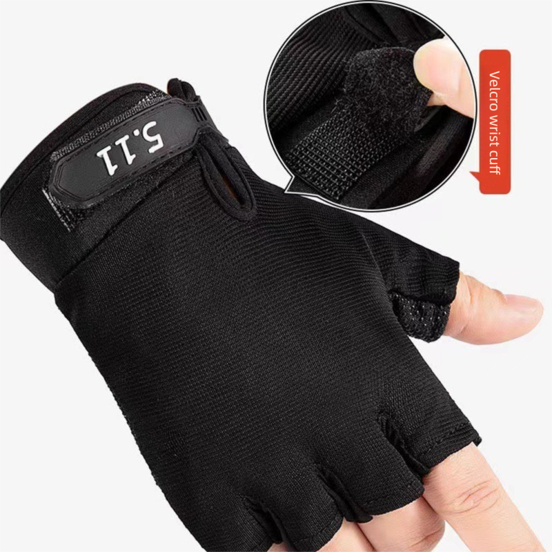 Black Tactical Half Finger Gloves with Hard Knuckle Protection - Non-Slip Breathable Combat Gloves for Men and Women