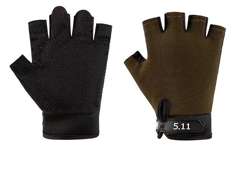 Green Tactical Half Finger Gloves with Hard Knuckle Protection - Non-Slip Breathable Combat Gloves for Men and Women
