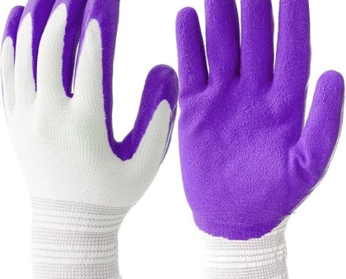 3 Pairs Purple Gardening Gloves with Breathable Latex Coating - Non-Slip Protective Work Gloves for Yard Work Planting and Outdoor Maintenance - All-Day Comfort and Dexterity for Gardeners