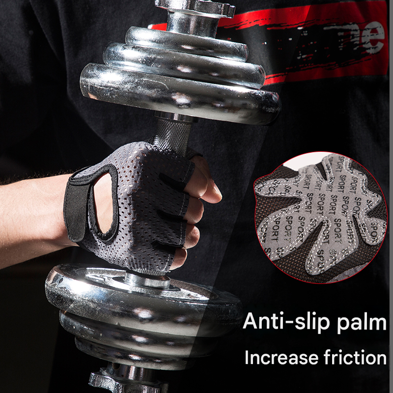Grey Half Finger Fitness Gloves - Anti-Slip Breathable Gym Training Gloves for Weightlifting Cycling(Size:XL)
