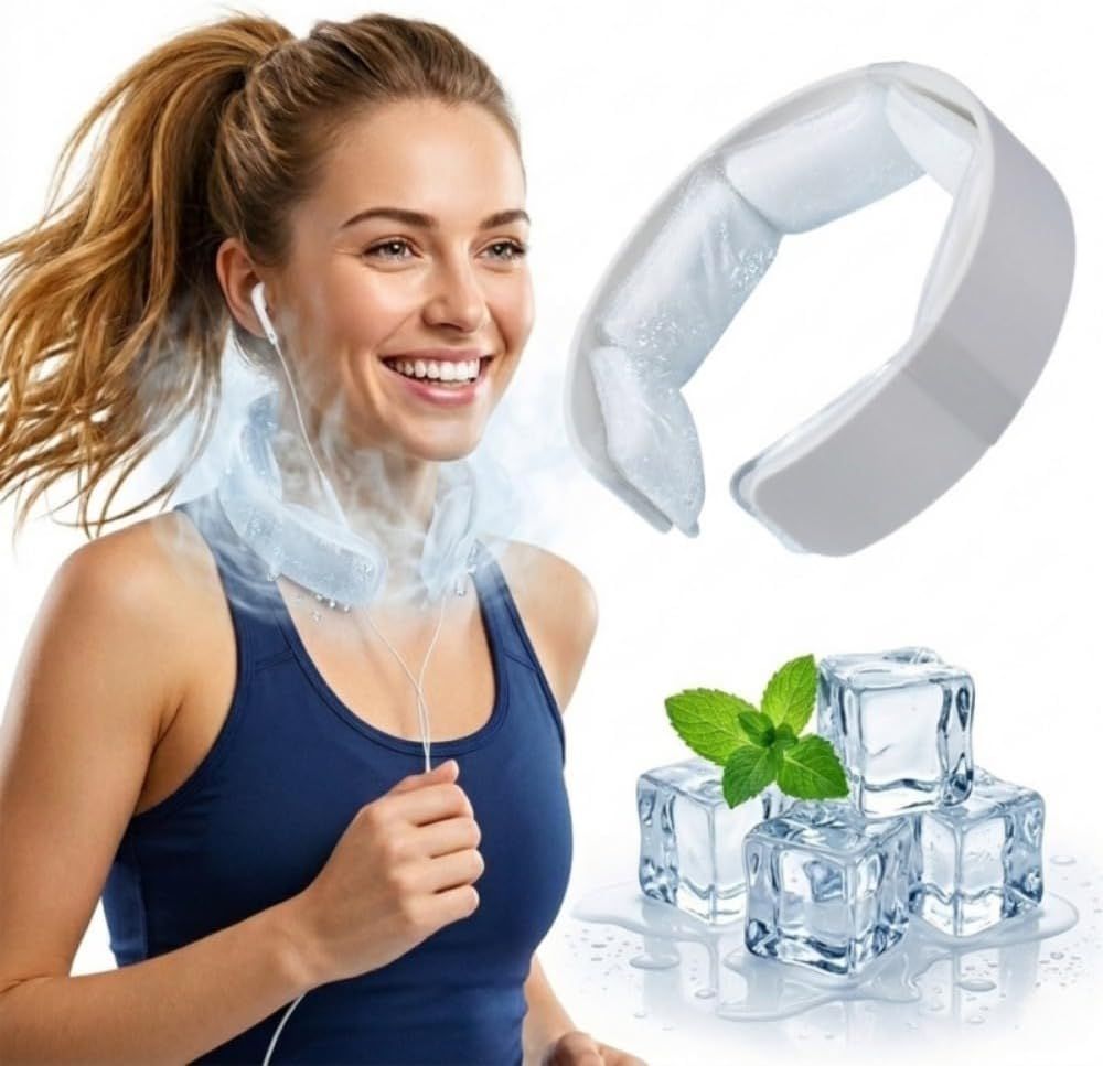 White Reusable Neck Cooling Ring – 360° Omnidirectional Wearable Ice Collar for Summer Heat Relief