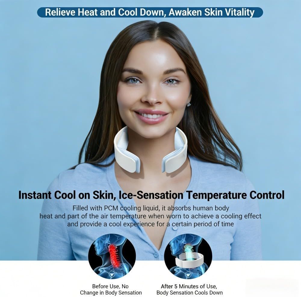 White Reusable Neck Cooling Ring – 360° Omnidirectional Wearable Ice Collar for Summer Heat Relief