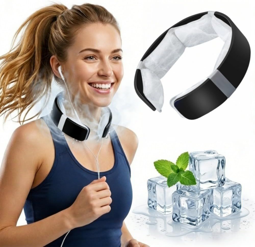 Black Reusable Neck Cooling Ring – 360° Omnidirectional Wearable Ice Collar for Summer Heat Relief