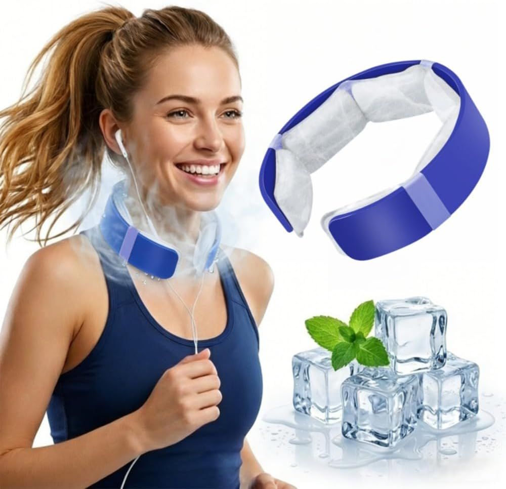 Blue Reusable Neck Cooling Ring – 360° Omnidirectional Wearable Ice Collar for Summer Heat Relief