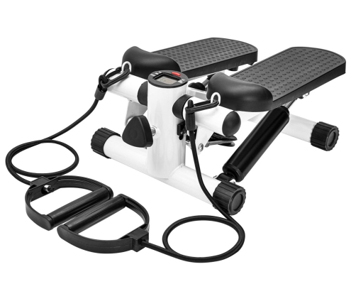 Mini Stepper Home Office Stair Stepper Machine with Resistance Bands and LCD Monitor for Full Body Workout Cardio Exercises Calves Trainer Calf Stretch